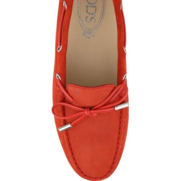 TOD’S Women’s Gommino Driving Shoes Rust Orange Size 38 - Picture 2 of 10